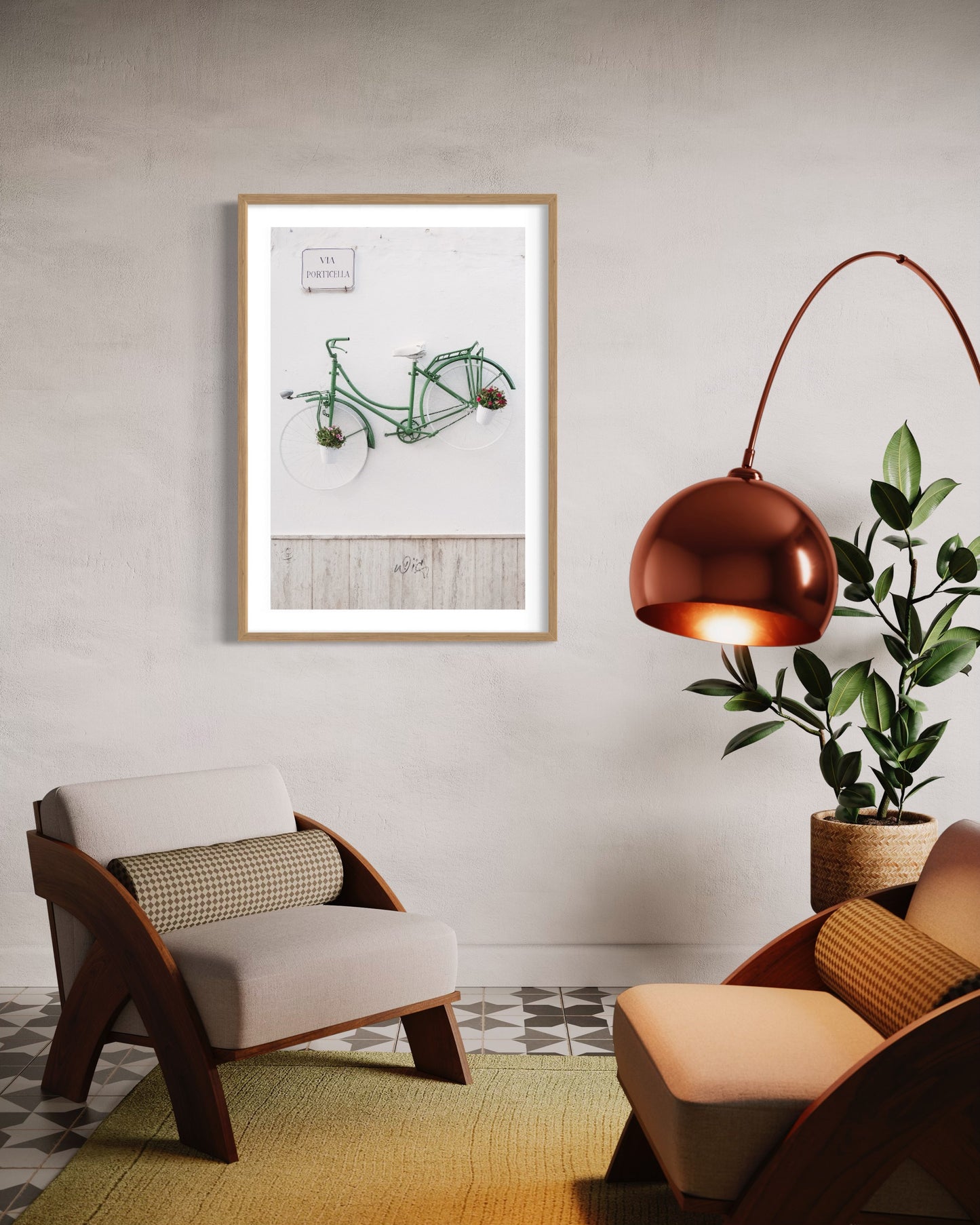 Green bicycle on the wall, Ceglie Messapica - Fine Art photography
