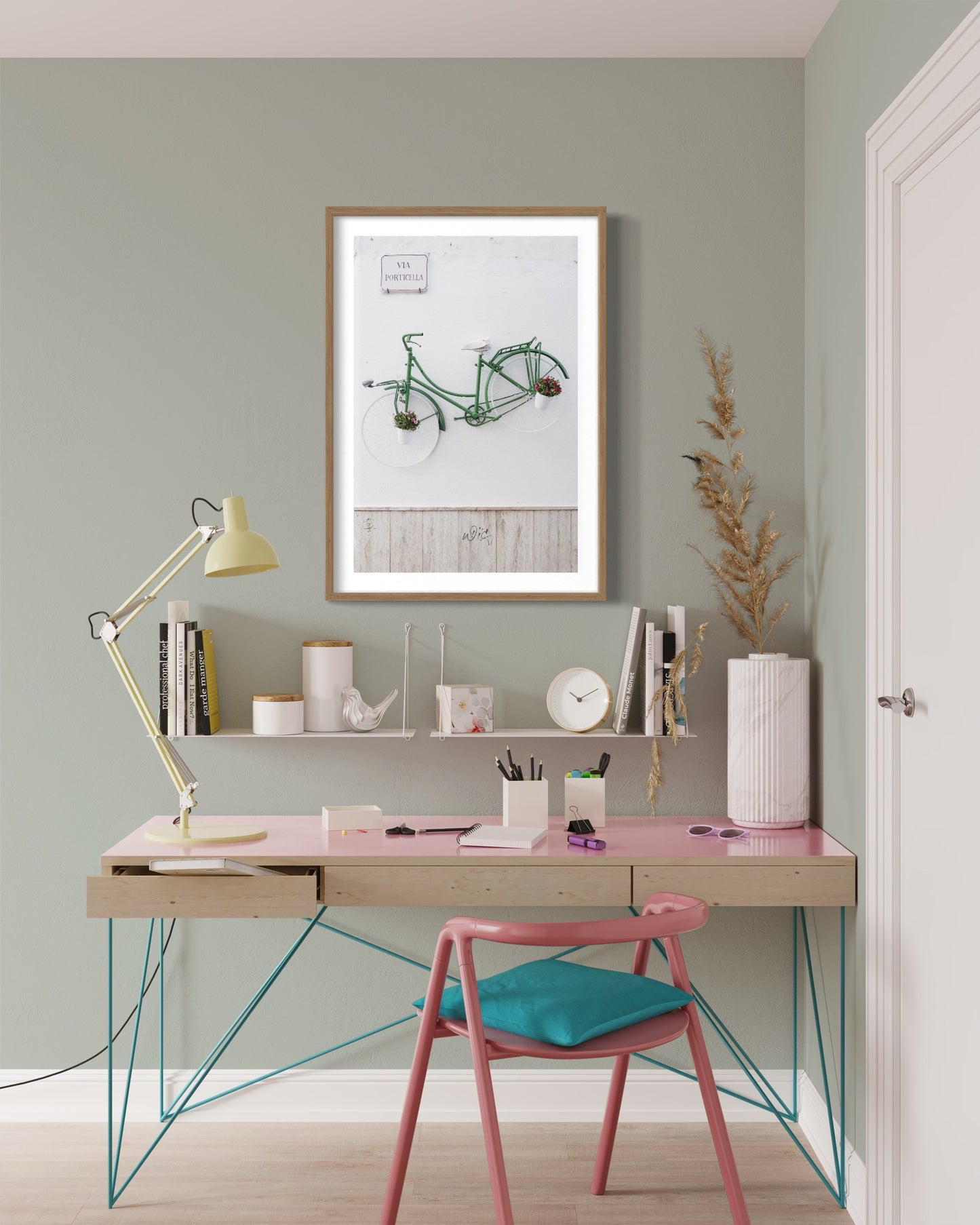 Green bicycle on the wall, Ceglie Messapica - Fine Art photography