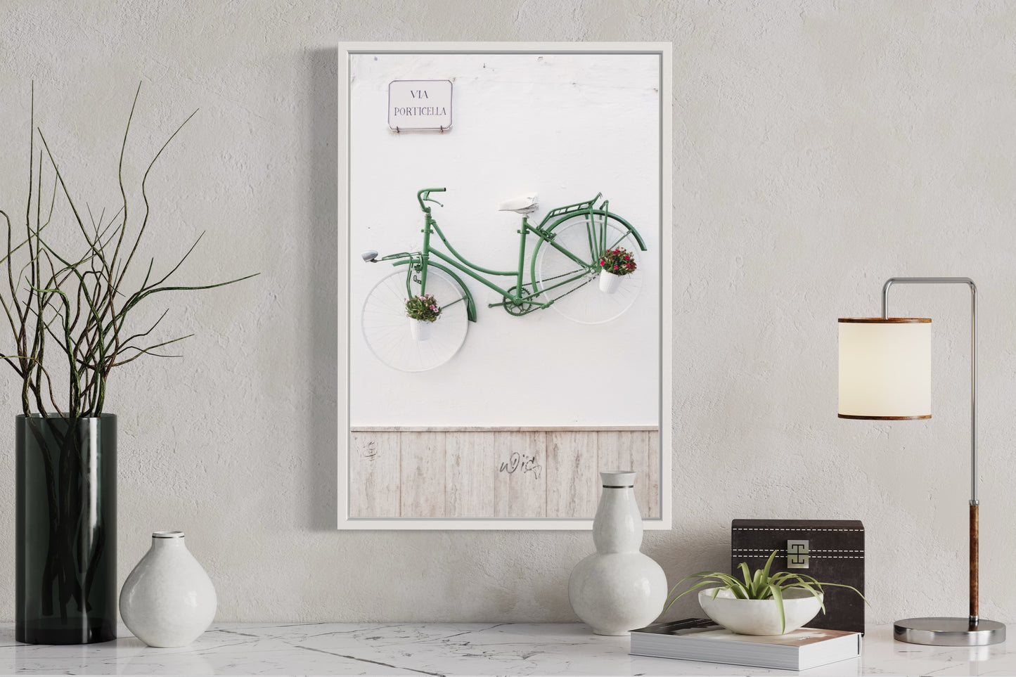 Green bicycle on the wall, Ceglie Messapica - Fine Art photography