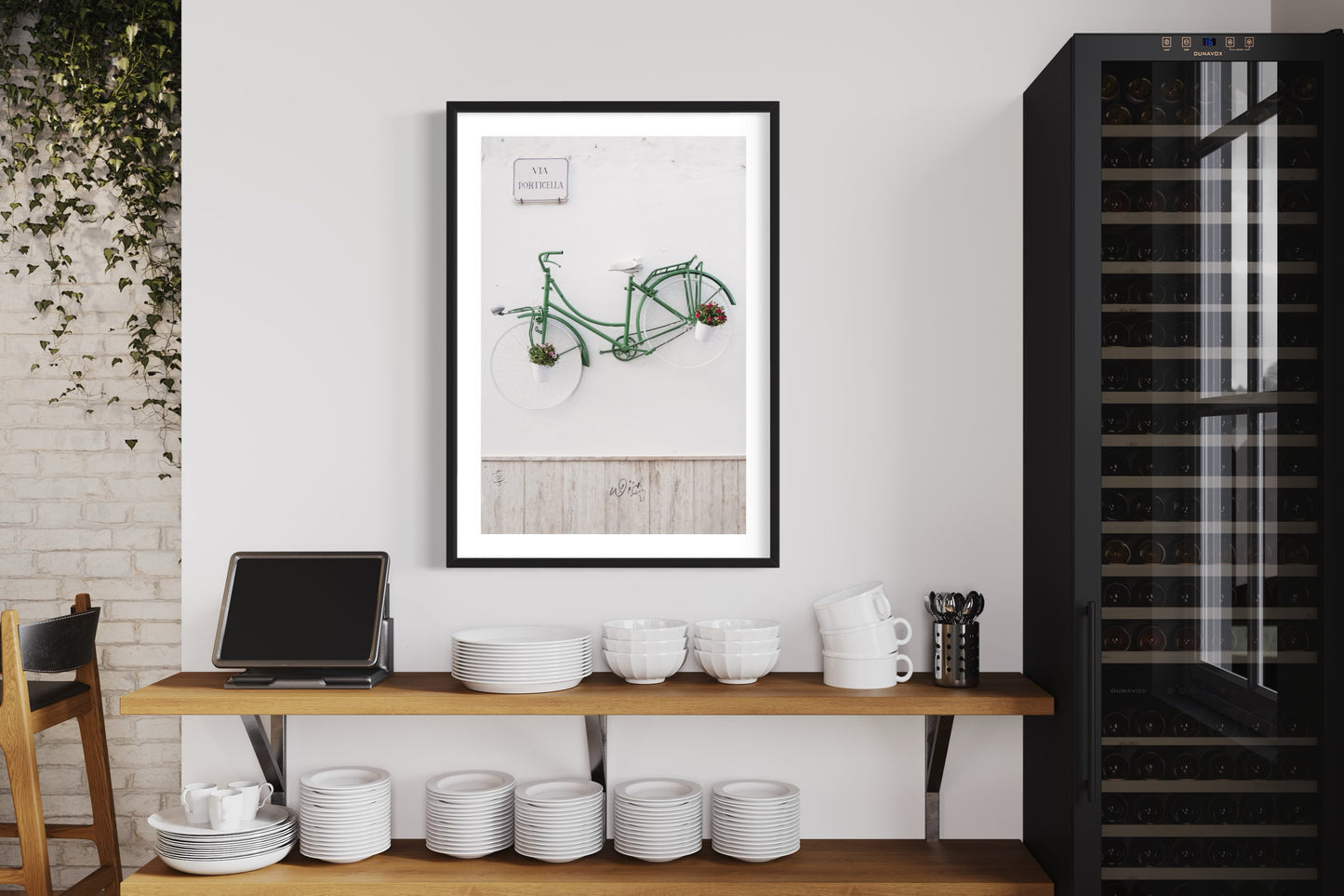Green bicycle on the wall, Ceglie Messapica - Fine Art photography