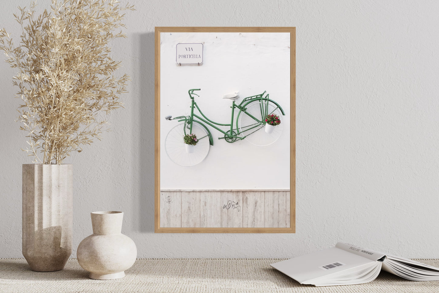 Green bicycle on the wall, Ceglie Messapica - Fine Art photography