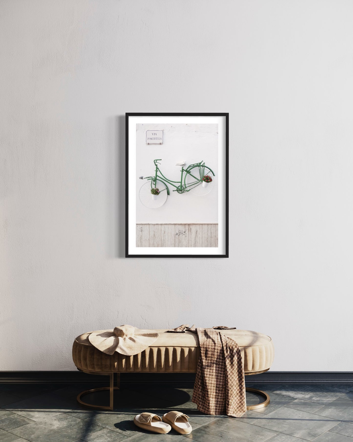 Green bicycle on the wall, Ceglie Messapica - Fine Art photography