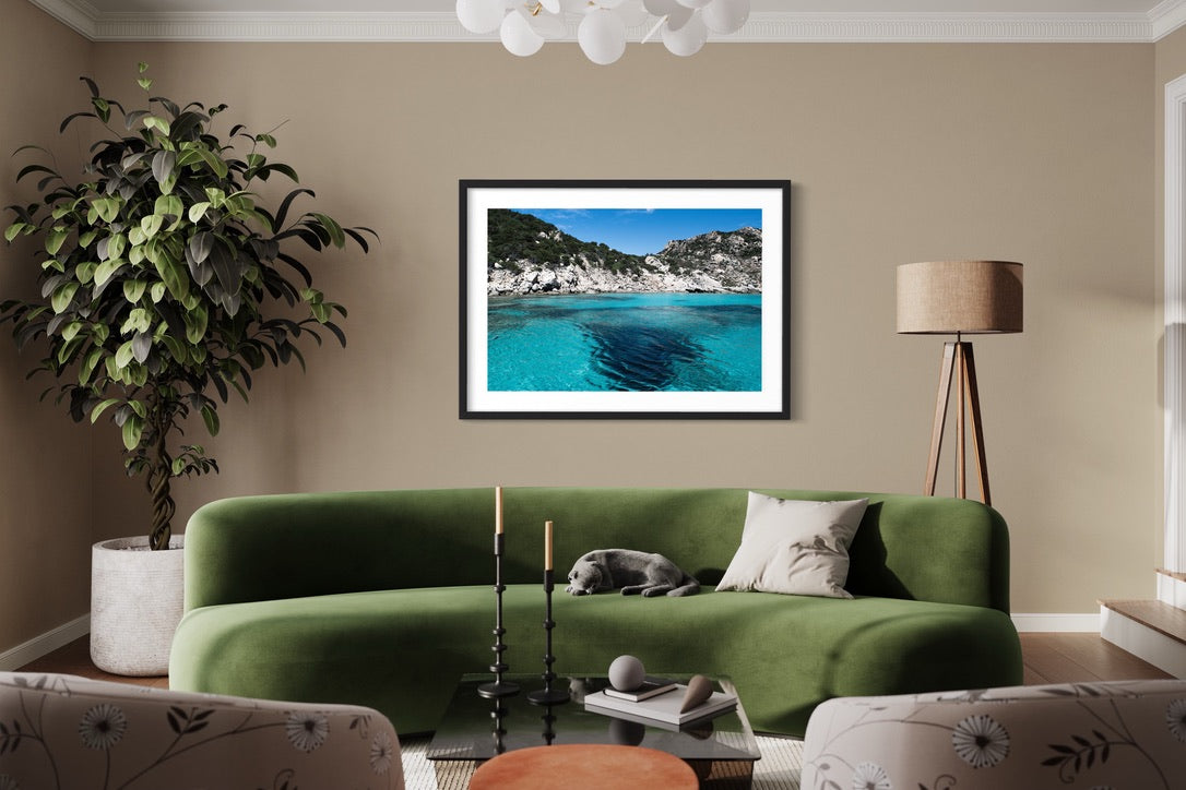 Blue Lagoon, Sardinia Giclée print on Hahnemühle German Etching Paper